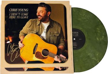 Chris Young Autographed 2025 I Didn't Come Here to Leave Boots On The Ground 12x12 Cover Art Album Cover/LP/Green Vinyl- COA-Powers Sports Memorabilia