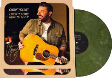 Chris Young Autographed 2025 I Didn't Come Here to Leave Boots On The Ground 12x12 Cover Art Album Cover/LP/Green Vinyl- COA - CTBL_044277-Powers Sports Memorabilia