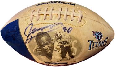 Jevon Kearse Autographed Tennessee Titans NFL Fotoball Sports Logo Football #90 - COA-Powers Sports Memorabilia
