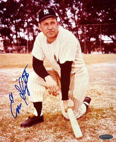 Enos Slaughter Autographed New York Yankees 8x10 Photo- Tri-Star Holo/COA (HOF)-Powers Sports Memorabilia