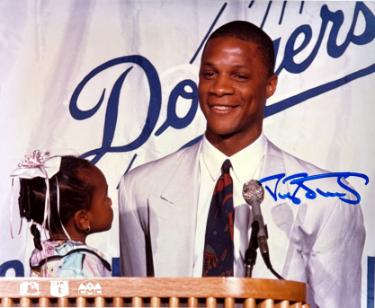 Darryl Strawberry Autographed Los Angeles Dodgers MLB Licensed 8x10 Photo-COA (8X AS)-Powers Sports Memorabilia