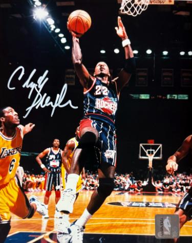Clyde Drexler Autographed Houston Rockets NBA Licensed 8x10 Photo- Goldin/The Score Board COA-Powers Sports Memorabilia