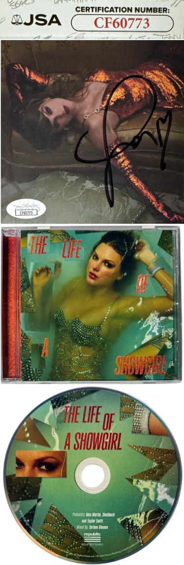 Taylor Swift 2025 The Life of a Showgirl CD Autographed 4.75 Inch X 4.75 Inch Photo Art Card #2 w/ Heart- JSA #CF60773-Powers Sports Memorabilia