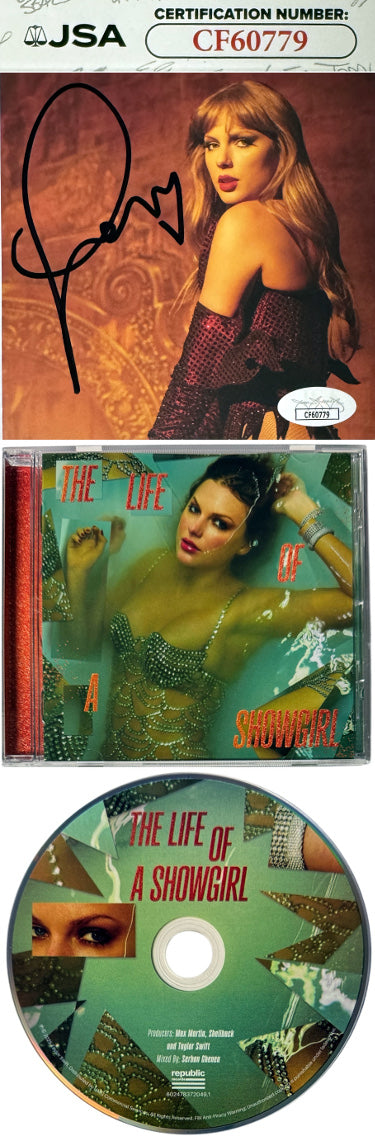 Taylor Swift 2025 The Life of a Showgirl CD Autographed 4.75 Inch X 4.75 Inch Photo Art Card #3 w/ Heart- JSA #CF60779-Powers Sports Memorabilia