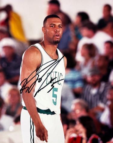 Ron Mercer Autographed Boston Celtics 8x10 Photo #5 minor dings- Athlon Notarized COA (Kentucky Wildcats)-Powers Sports Memorabilia