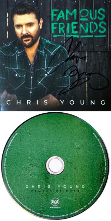 Chris Young Autographed 2021 Famous Friends Album Cover Booklet & CD?Çô COA (Country/Pop) (Green Version)-Powers Sports Memorabilia