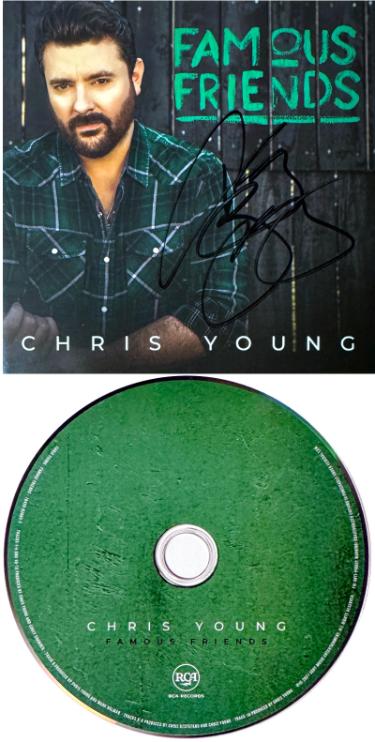 Chris Young Autographed 2021 Famous Friends Album Cover Booklet & CD?Çô COA (Country/Pop) (Green Version) - CTBL_044325-Powers Sports Memorabilia