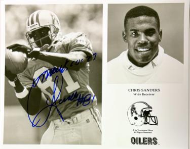 Chris Sanders Autographed Houston Oilers 8x10 Photo Mark 20:27- COA (Titans/Ohio St) - CTBL_044338-Powers Sports Memorabilia