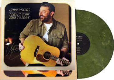 Chris Young Autographed 2025 I Didn't Come Here to Leave Boots On The Ground 12x12 Cover Art Album Cover/LP/Green Vinyl- COA - CTBL_044339-Powers Sports Memorabilia