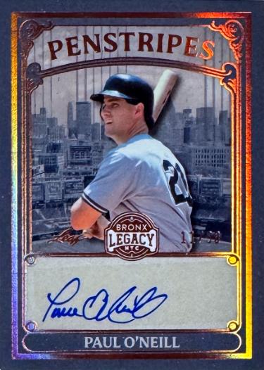 Paul O'Neill Autographed 2025 Leaf Bronx Legacy Penstripes Card #P-P01 /30 (Yankees)-Powers Sports Memorabilia