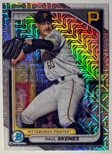 Paul Skenes 2024 Bowman Chrome Mojo Refractor Rookie Card (RC) #BCP-125 (Pittsburgh Pirates)-Powers Sports Memorabilia