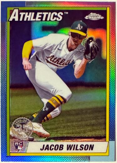 Jacob Wilson 2025 Topps Chrome 1990 Topps 35th Anniversary Rookie Card #90CB-18 (Oakland A's)-Powers Sports Memorabilia