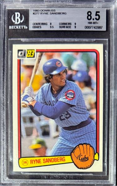 Ryne Sandberg 1983 Donruss Rookie Card (RC) #277- Beckett/BGS Graded 8.5 NM-MT+ (w/ Sub Grades/Chicago Cubs/HOF)-Powers Sports Memorabilia