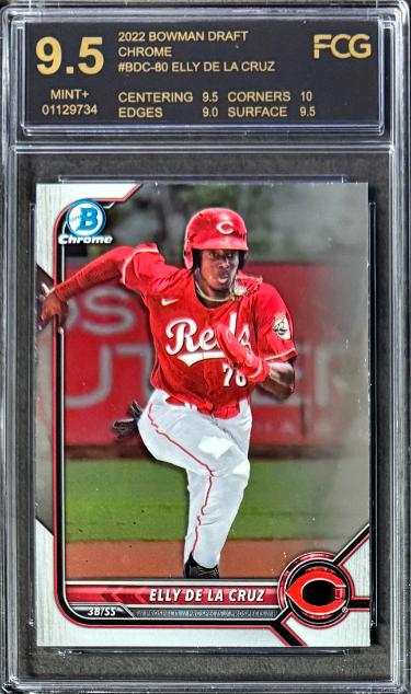 Elly De La Cruz 2022 Bowman Draft Chrome Rookie Card (RC) #BDC-80-FCG Graded 9.5 Mint+ (Cincinnati Reds/with Sub Grades)-Powers Sports Memorabilia