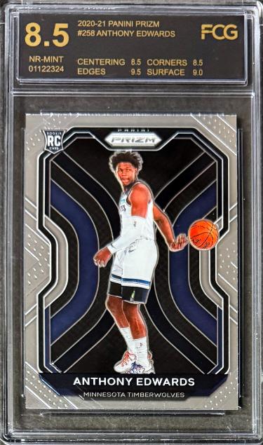 Anthony Edwards 2020-21 Panini Prizm Rookie Card #258- FCG Graded 8.5 NM (Minesota Timberwolves/Sub Grades)-Powers Sports Memorabilia