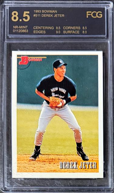 Derek Jeter 1993 Bowman Rookie Card (RC) #511- FCG Graded 8.5 Near Mint (New York Yankees/HOF/Sub Grades)-Powers Sports Memorabilia