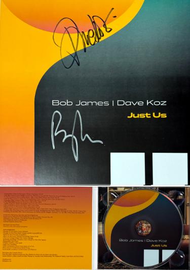 Bob James/Dave Koz dual Autographed 2025 Just Us 12x12 Art Card w/ Brand New CD/Hard Cover- COA - CTBL_044431-Powers Sports Memorabilia