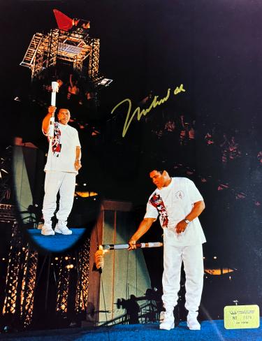 Muhammad Ali Autographed 16x20 Photo 1996 Atlanta Olympics Torch Lighting- /1996- Beckett/Ali/Prince COA w/VHS Tape of Signing - CTBL_044456-Powers Sports Memorabilia