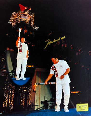 Muhammad Ali Autographed 16x20 Photo 1996 Atlanta Olympics Torch Lighting- /1996- Beckett/Ali/Prince COA w/VHS Tape of Signing - CTBL_044457-Powers Sports Memorabilia