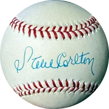 Steve Carlton Autographed Official Rawlings RONL National League Baseball minor tone- COA (Cardinals/Phillies/HOF/10XAS/4XCY)-Powers Sports Memorabilia
