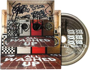 Cheap Trick 2025 All Washed Up 4x4 Art Card Insert/CD- 3 sigs- COA (Rick Nielsen/Tom Petersson/Robin Zander) - CTBL_044482 - Autographed-Powers Sports Memorabilia