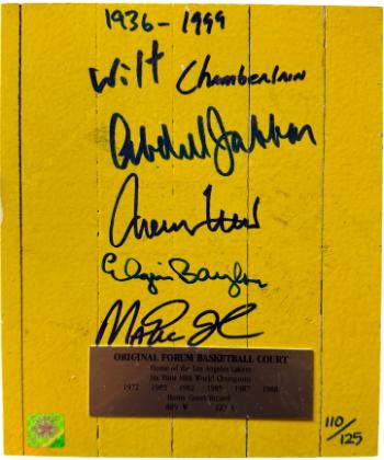 LA Forum Autographed Original Floor/Court 4 Sigs Abdul Jabbar/Jerry West/Elgin Baylor/Magic Johnson LTD ED /125- SSG Holo/COA/Lakers-Powers Sports Memorabilia