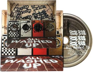 Cheap Trick 2025 All Washed Up 4x4 Art Card Insert/CD- 3 sigs- COA (Rick Nielsen/Tom Petersson/Robin Zander) - CTBL_044493 - Autographed-Powers Sports Memorabilia