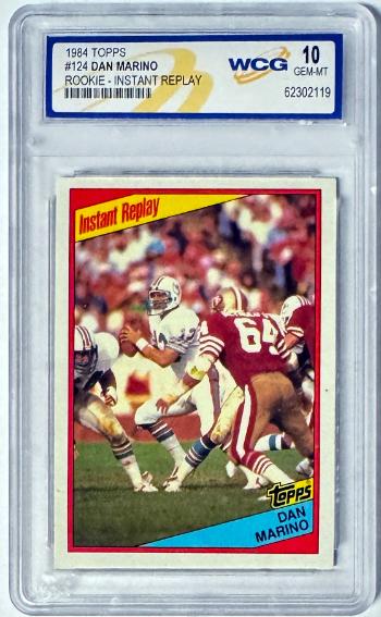 Dan Marino 1984 Topps Instant Replay Rookie Card (RC) #124- WCG Graded 10 Gem Mint (Miami Dolphins/HOF)-Powers Sports Memorabilia