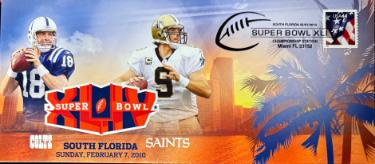 Super Bowl XLIV Colts Peyton Manning & Drew Brees Saints 2010 Stamped Envelope/Brand New-Powers Sports Memorabilia