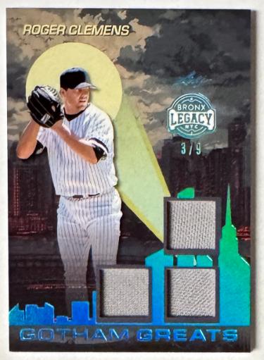 Roger Clemens 2025 Leaf Bronx Legacy Gotham Greats Used Relic Card #GG-25- /9 (New York Yankees)-Powers Sports Memorabilia