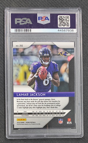 Lamar Jackson 2018 Panini Prizm Football Rookie Card RC #212 Graded PSA 9-Powers Sports Memorabilia