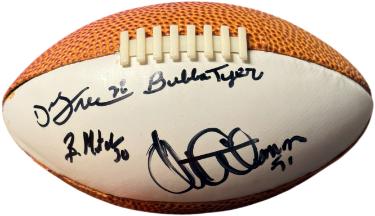 Washington Greats Darrell Green/Brian Mitchell/Monte Coleman/Bubba Tyer Autographed Plastic Mini Football (5.5 inch) imperfect- COA-Powers Sports Memorabilia