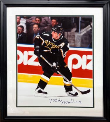 Mike Modano Autographed Dallas Stars 16 x 20 Photograph #9 Custom Framing imperfect- COA (HOF)-Powers Sports Memorabilia
