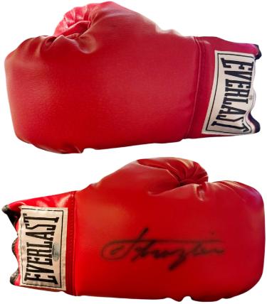 Joe Frazier Autographed Everlast Leather White Label 14oz Pair Boxing Gloves (one Autographed)- imperfect- Steiner Sports Hologram/COA-Powers Sports Memorabilia