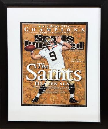 Drew Brees New Orleans Saints, Heaven Sent Super Bowl XLIV Champions Sports Illustrated 14x18 Cover Reprint.February 12, 2010 Cu-Powers Sports Memorabilia