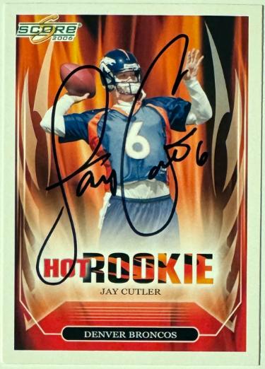 Jay Cutler Autographed 2006 Score Hot Rookie Card #3- COA (Denver Broncos)-Powers Sports Memorabilia