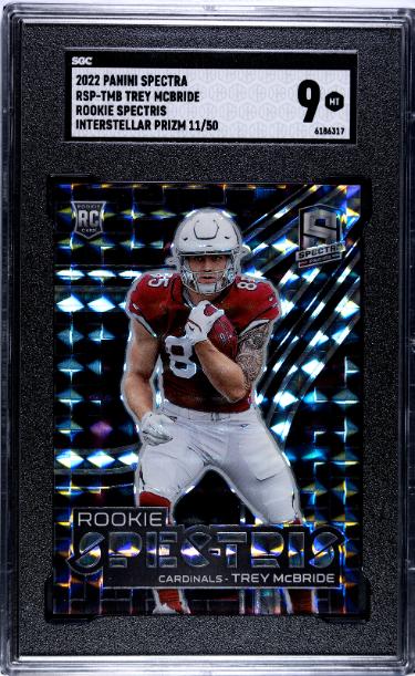Trey McBride 2022 Spectra Rookie Spectris Prizm Card (RC) #RSP-TMB- /50- SGC Graded 9 Mint (Arizona Cardinals)-Powers Sports Memorabilia