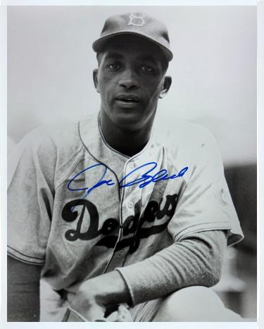 Joe Black Autographed Brooklyn Dodgers B&W 8x10 Photo minor dings- COA ('52 ROY/3X AS)-Powers Sports Memorabilia
