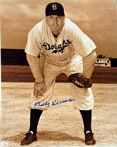 Billy Herman Autographed Brooklyn Dodgers MLB Licensed Sepia Tone 8x10 Photo imperfect- COA (HOF)-Powers Sports Memorabilia