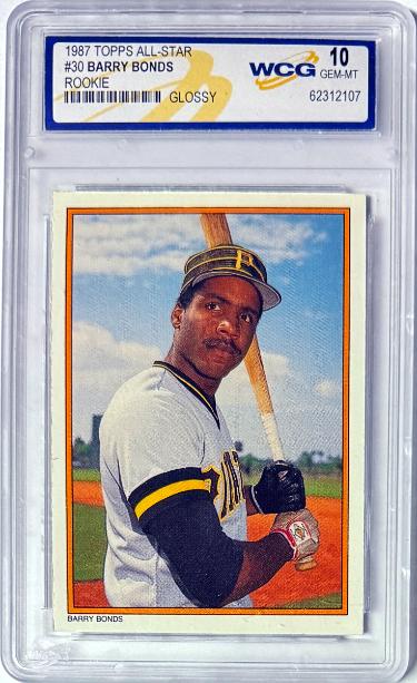 Barry Bonds 1987 Topps Glossy Rookie Card (RC) #30- WCG Graded 10 Gem Mint (Pittsburgh Pirates)-Powers Sports Memorabilia