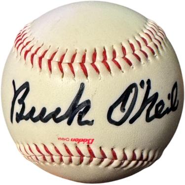 Buck O'Neil Autographed Baden Negro League Museum Logo Baseball- COA (KC Monarchs/HOF/Chicago Cubs) - CTBL_044650-Powers Sports Memorabilia