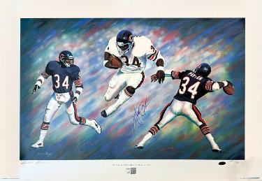 Walter Payton Autographed Chicago Bears 27x35 Lithograph Andrew Goralski LTD /1993- Steiner Hologram (HOF/Sweetness)-Powers Sports Memorabilia