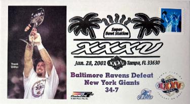 Super Bowl XXXV Stamped Ravens Envelope/Trent Dilfer NFL Licensed w/ Holder-Powers Sports Memorabilia