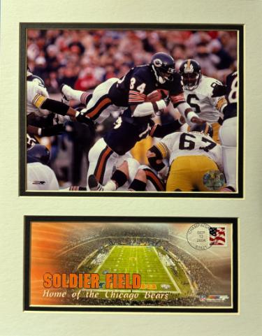 Walter Payton 2004 Chicago Bears/Soldier Field USPS Stamped Cache/Envelope (9/6/2007) with Photograph Custom Matted 12x16- NEW-Powers Sports Memorabilia