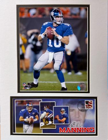Eli Manning 2005 New York Giants USPS Stamped Cache/Envelope (9/6/2007) with Photograph Custom Matted 12x16- NEW-Powers Sports Memorabilia