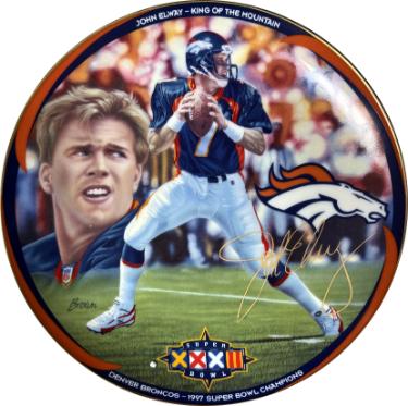 John Elway King Of The Mountain Denver Broncos Super Bowl Champion 1998 Plate Bradford Exchange- NEW- # 17792 B-Powers Sports Memorabilia