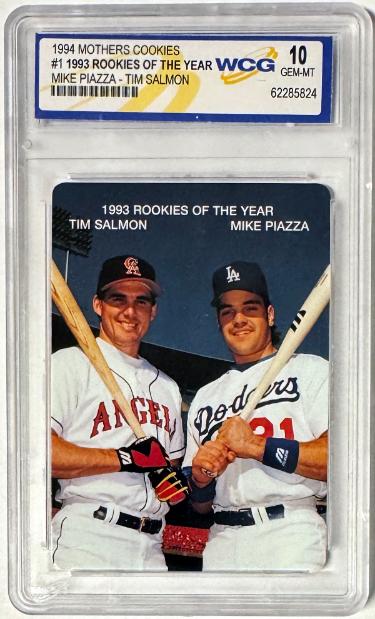 Mike Piazza & Tim Salmon 1994 Mother's Cookies #4 ROY- WCG Graded 10 Gem Mint-Powers Sports Memorabilia