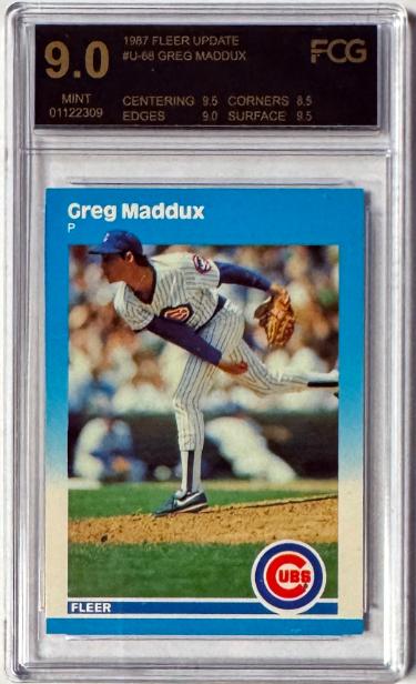 Greg Maddux 1987 Fleer Update Rookie Card (RC) #U-68- FCG Graded 9 Mint (Cubs/Braves/HOF)-Powers Sports Memorabilia