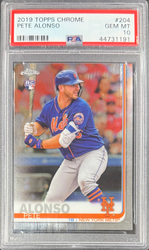 Pete Alonso 2019 Topps Chrome Mets Rookie Card #204 PSA 10