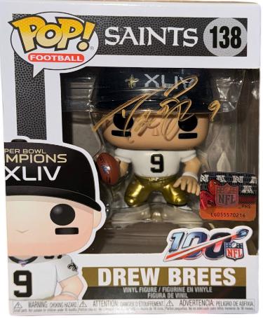 Drew Brees Autographed New Orleans Saints SB XLIV Champions Funko Pop Figure #9- Steiner Holo-Powers Sports Memorabilia